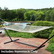 Sunnydaze 2-Person Cotton Rope Spreader Bar Hammock, 450 lb Capacity - Natural