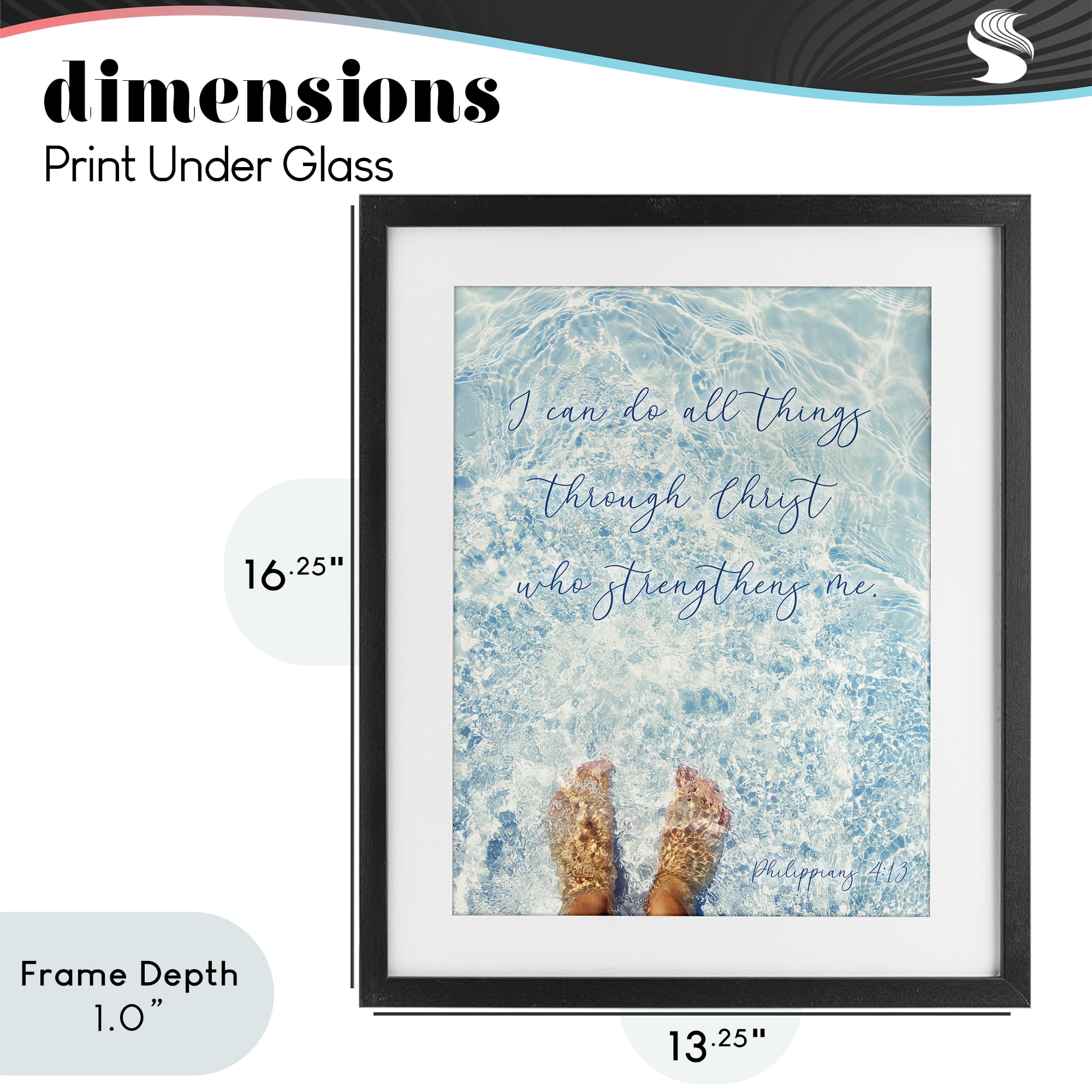Stupell Industries I Can Do All Things Black Framed Print Under Glass, design by Sarah Jane