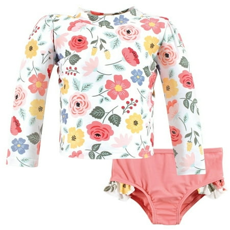 Hudson Baby Girls Swim Rashguard Set Modern Botanical 3-6 Months