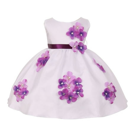 Kids Dream Baby Girls Purple Shantung Flower Petals Special Occasion Dress 6-24M