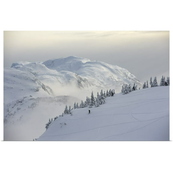 Great BIG Canvas | "Snowboarders And Skiers Enjoy The Fresh Snow, Juneau, Alaska" Art Print - 36x24