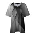 thumbnail image 4 of IYYVV Womens Plus Summer Tops V Neck Shirt Western Graphic Short Sleeve Tshirts Shirts Tunic Tops For Women Loose Fit Dressy Oversized Beach Clothes Fall Fashion 2024 Dark Gray 5XL, 4 of 7