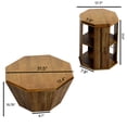 thumbnail image 3 of 31.5" Farmhouse Coffee Table Octagonal Wooden Coffee Table Modern Rubber Wood Side Table Accent Center Table for Living Room, 3 of 9