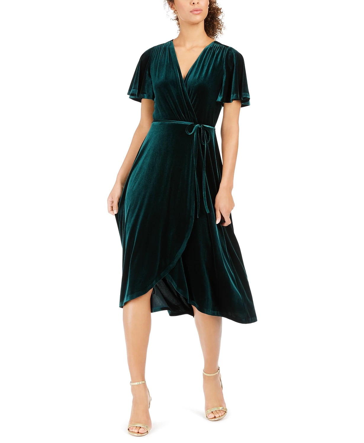 vince camuto velvet green dress