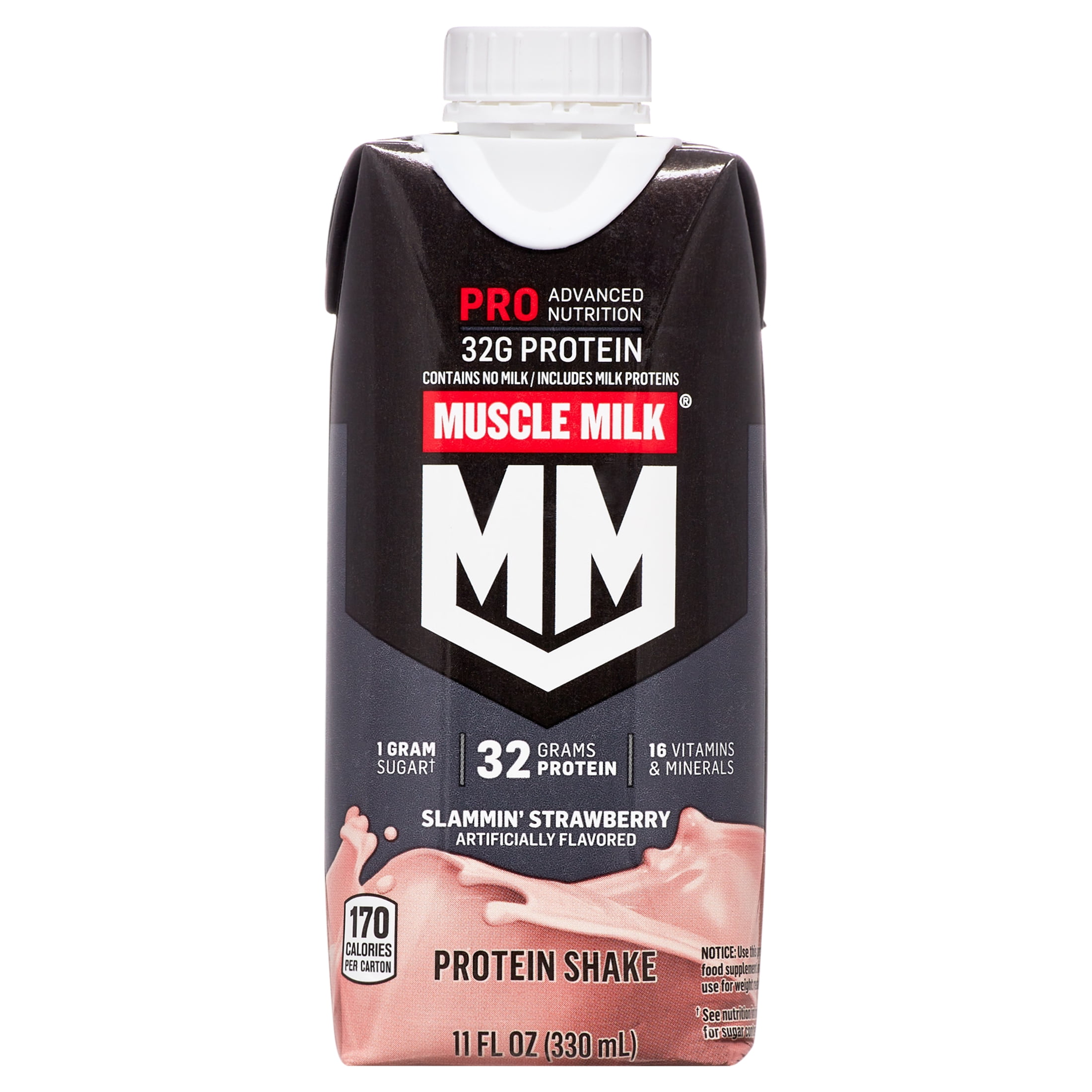 Muscle Milk Pro Protein Shake, Slammin' Strawberry, 11 fl oz, 4 Pack