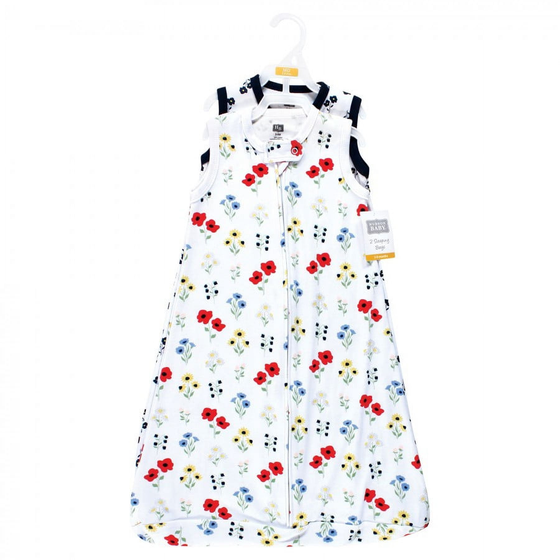 Hudson Baby Infant Girl Interlock Cotton Sleeveless Sleeping Bag, Wildflower, 18-24 Months
