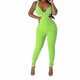 thumbnail image 5 of Gibobby pantalones siameses color liso Mono sin mangas sexy con cuello en V profundo para mujer con cintura ahuecada(Verde， XL), 5 of 5