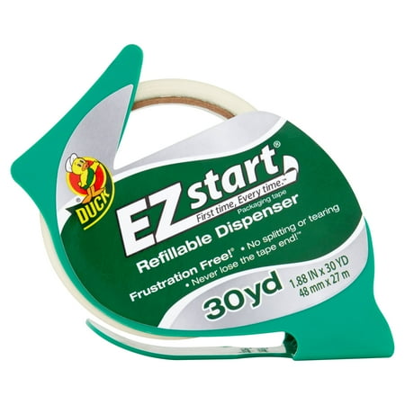 Duck EZ Start Packaging Tape with Refillable Dispenser, 1.88"x30yds