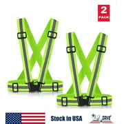 High quality 2Pcs High Visibility Adjustable Safety Security Reflective Vest Gear Green Jacket