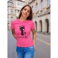thumbnail image 2 of Slogan Cute Cat  Shaped T-Shirt Women -Image by Shutterstock, Female x-Large, 2 of 4