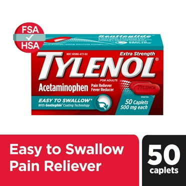 Tylenol Extra Strength Acetaminophen, Easy to Swallow Caplets, 50 Ct