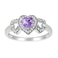 thumbnail image 1 of Amethyst February Birthstone & Cubic Zirconia Heart Ring in 10k White Gold, 1 of 1