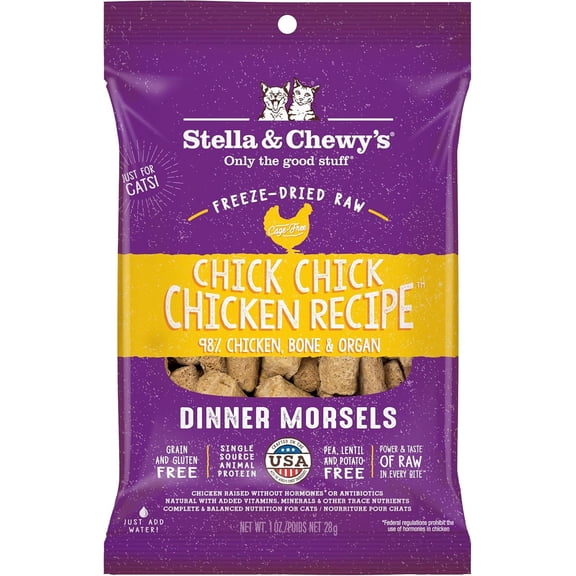 Stella & Chewy's Freeze-Dried Dinner Morsels for Cats - Chick Chick Chicken Recipe - 1 Ounce Bag