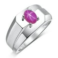 thumbnail image 6 of RYLOS Men's Rings 14K White Gold Ring Classic Solitaire 7X5MM Oval Shape Gemstone Designer Band Star Ruby July Birthstone Rings For Men Size 12, 6 of 7