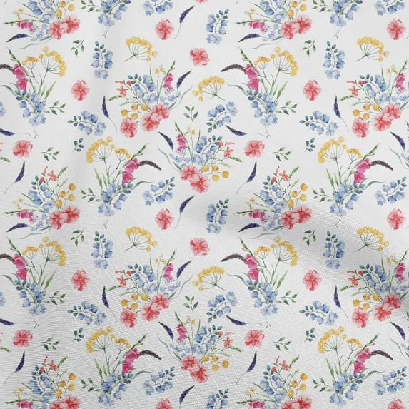 oneOone Cotton Jersey White Fabric Florals Fabric For Sewing Printed Craft Fabric By The Yard 58 Inch Wide