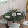 thumbnail image 5 of Green Forest Round Tablecloth for 45-54 Inch Tables,Fitted Table Cover with Elastic Edge,Mysterious Primitive Forest Pine Tree Waterproof Outdoor Table Cloth Protector for Patio Garden Dinner Picnic, 5 of 9