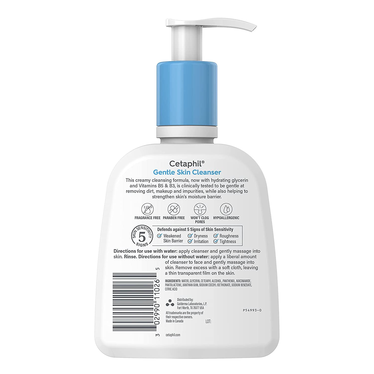 Face Wash by CETAPHIL, Hydrating Gentle Skin Cleanser for Dry to Normal Sensitive Skin, NEW 8 oz 3 Pack, Fragrance Free, Soap Free and Non-Foaming