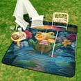 thumbnail image 6 of Cute Witch Frog Picnic Blanket Waterproof Outdoor Beach Blanket Hand-held Pad Suitable for Travel, Camping, Beach, Family Gatherings, 6 of 7