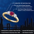 thumbnail image 2 of Gem Stone King 10K Yellow Gold Red Created Ruby and White Created Sapphire Engagement Ring for Women | 1.10 Cttw | Round 5MM | Gemstone July Birthstone | Size 7, 2 of 6
