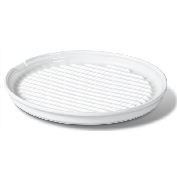 Microwave Bacon Tray Stoneware Bacon Cooker Bacon Rack for Oven - 10 inch Round Bacon Dish Plate, White
