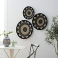 DecMode Black Cotton Handmade Woven Plate Wall Decor (3 Count