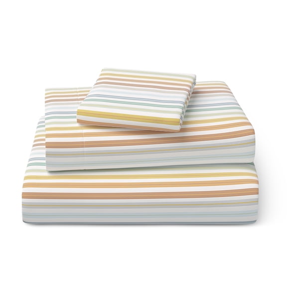 Mainstays Kids 100% Cotton Percale Bed Sheet Set, Twin, Vintage Stripe, 3 Pieces