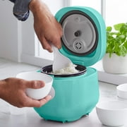 GreenLife 4 Cups Cooked, 2 Cups Uncooked Rice Cooker, Turquoise