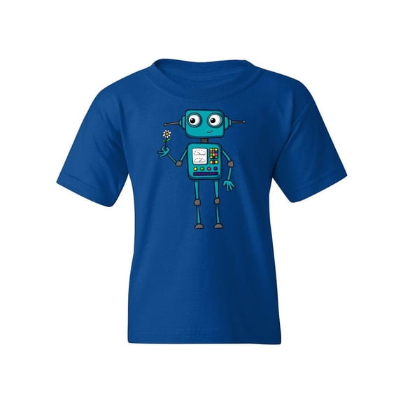 Robot Holding A Flower T-Shirt Juniors -Image by Shutterstock,  Medium