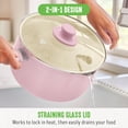 thumbnail image 4 of Stockpot GreenLife de cerámica antiadherente de 6 cuartos de galón con tapa de vidrio, color rosa, 4 of 6