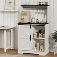 thumbnail image 2 of mwptoo Buffet Cabinet,Storage Cabinet with Sliding Barn Door, Coffee Bar for Dinning Room, Kitchen, Hallway, and Living Room (Black & White), 2 of 8