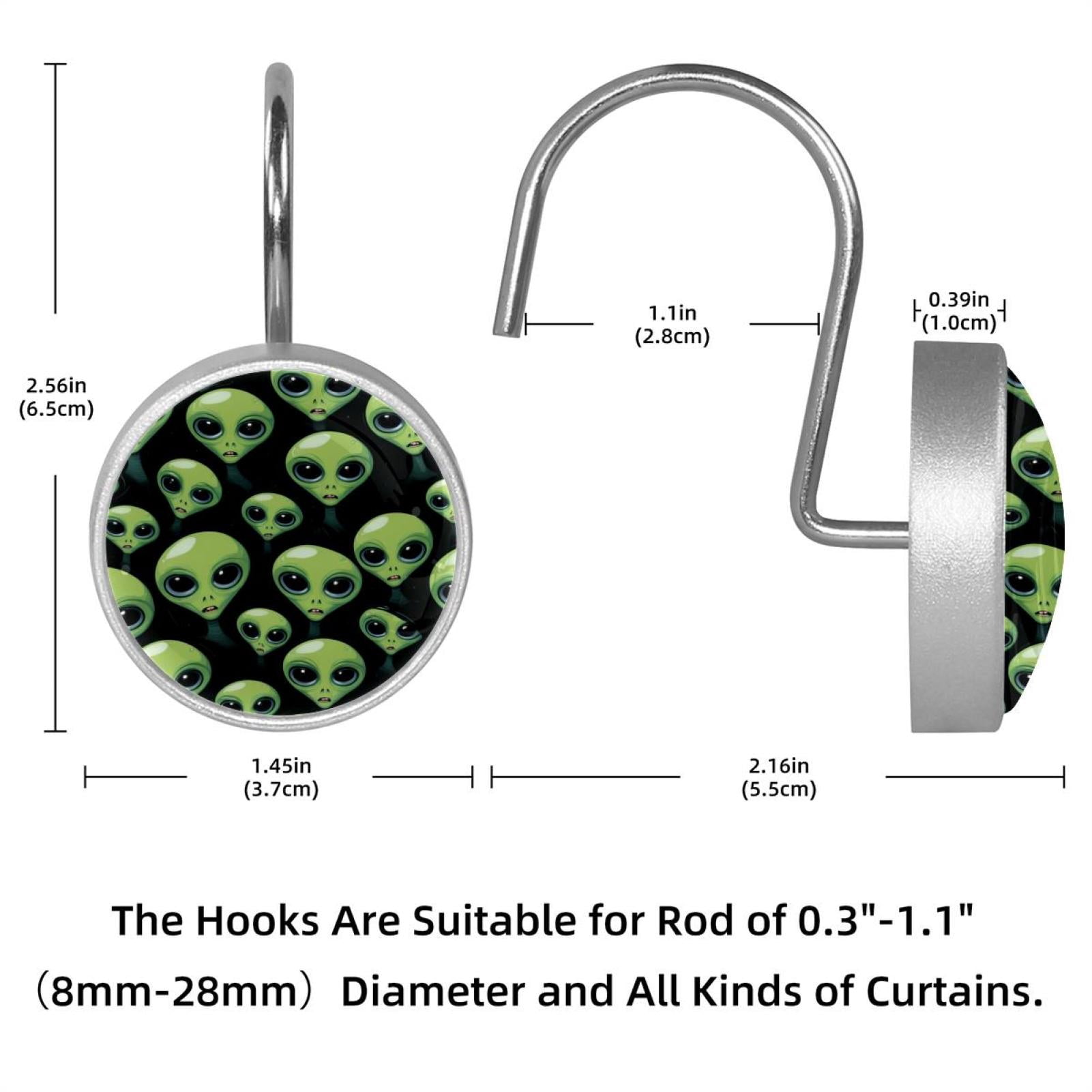 HemaKayy 12 Pcs Shower Curtain Hooks Bathroom Decorative Accessories Green Alien Balloon
