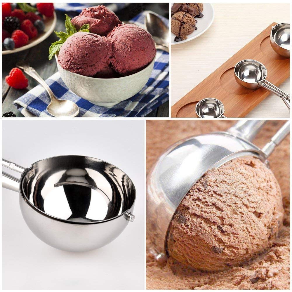Cuillère à Glace Professionnelle En Inox 304 - Mécanisme éjecteur Rapide, Compatible Lave-vaisselle - Pour Pâtisserie Maison Ou Pro - 7