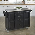 thumbnail image 2 of Hawthorne Collections Wood Kitchen Island Cart with Stainless Steel Top in Black, 2 of 4