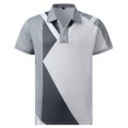 thumbnail image 3 of Chiccall Mens Colorblock Zip Shirts Short Sleeve Casual Striped Stylish Shirts Gray XL, 3 of 5