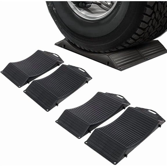 Nobrand Plastic Low-Profile Ramps 10 Tons Max Load - Black 4 Pack
