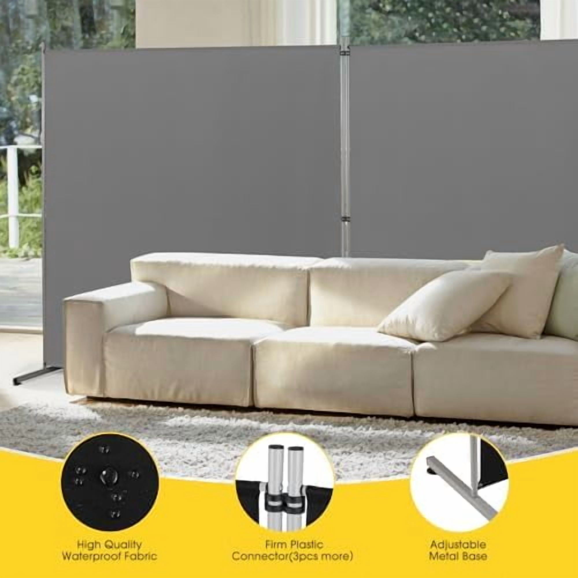 Indoor Room Divider, Portable Office Divider, Room Divider Wall Screen 2 Large Panel, Folding Partition Privacy Screen Walls Dividers for Room Separator 142" W x 71" H,Gray