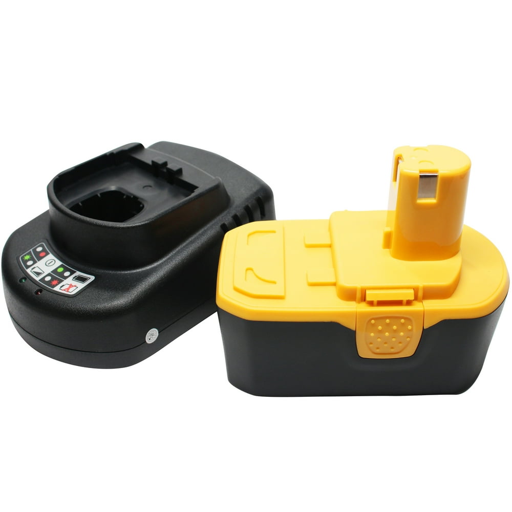 Ryobi P100 Battery + Universal Charger for Ryobi Replacement For