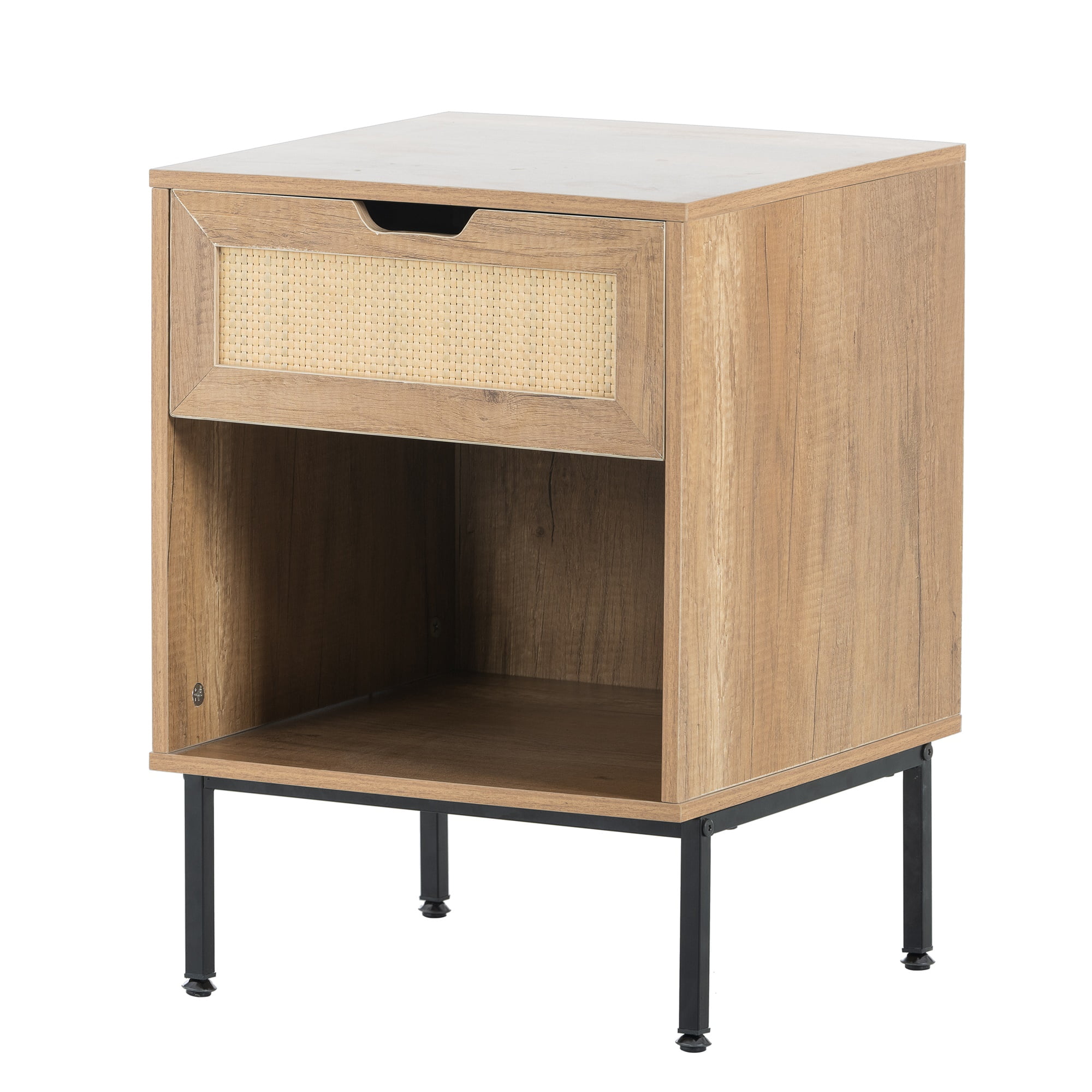 Kadyn Rattan Nightstand, Natural Bedside Table with Drawers and Open Shelves for Bedroom Kadyn Rattan Nightstand, Natural Bedside Table with Drawers and Open Shelves for Bedroom