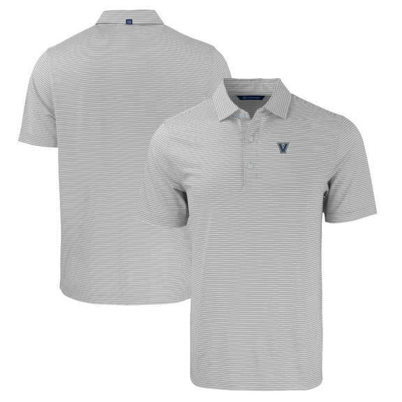 Men's Cutter & Buck Gray/White Villanova Wildcats Forge Eco Double Stripe Stretch Recycled Polo