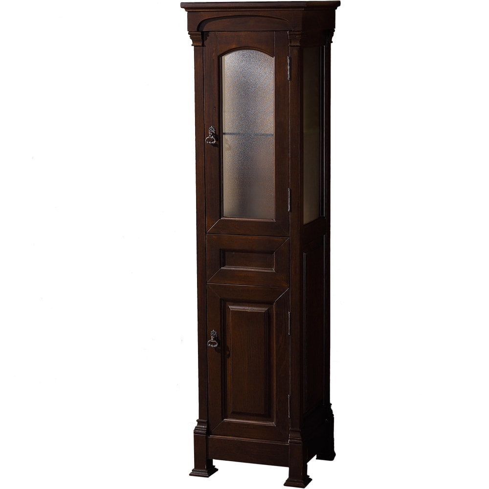 Wyndham Collection Andover Solid Oak Bathroom Linen Tower with