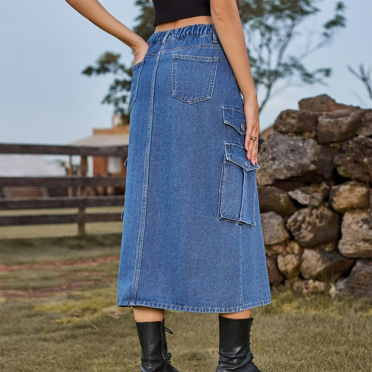 Women Cargo Skirts Y2k Cargo Long Skirt High Waisted Vintage Women Cargo Skirts Y2k Cargo Long Skirt High Waisted Vintage