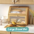 thumbnail image 5 of Extra Large Bread Box with Cutting Board Bamboo Wood Bread Box for Kitchen Counter, Double Layer Large Capacity Bread Storage Bin with Acrylic Wavy Door Panel (Natural), 5 of 9