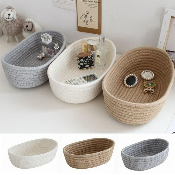 Tropical Leaf Knitted Cotton Rope Storage Basket