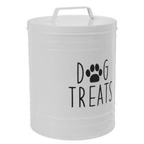 FONDOTIN  Dog Food Container Treat Canister Storage Bin with Lid Large Jar White