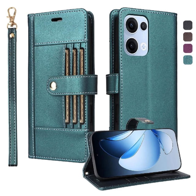 FOXDOCK Funda tipo Cartera para OPPO Reno 14 5G – Cubierta de Cuero PU con Múltiples Ranuras, Bolsillo para Efectivo y Correa de Muñeca