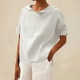 thumbnail image 2 of Women's Casual V-Neck Blouse Short Sleeve Button Front Top Solid Color Pullover Comfortable Summer Shirt for Women, 2 of 6