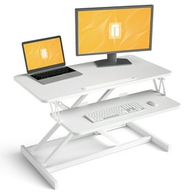 VIVO Black Corner Height Adjustable Cubicle Sit to Standing Tabletop ...