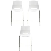 Home Square 25" Plastic Counter Stool in White - Set of 3
