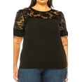 thumbnail image 6 of Women's Plus Size Classic Solid Top with Lace Accent - Casual and Elegant, 6 of 6