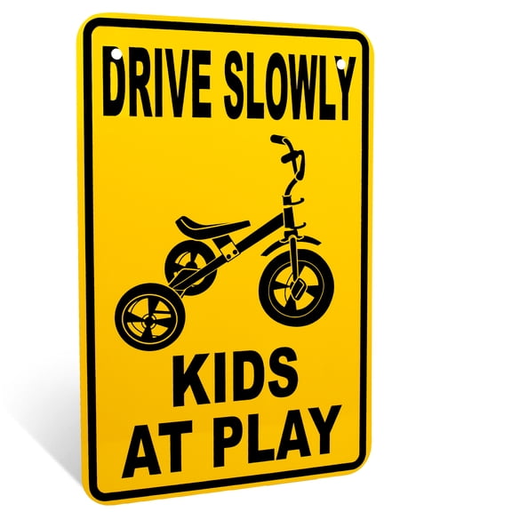 DRIVE SLOW KIDS AT PLAY Metal Street Sign Child Safety Caution/Children Warning